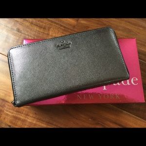 NWT Kate Spade Lacey Blk Metallic Wallet